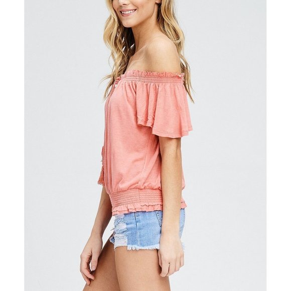 Free People FP Movement Pink Off Shoulder Top - Picture 3 of 14